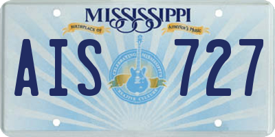 MS license plate AIS727