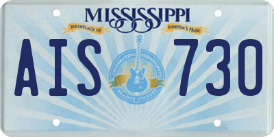 MS license plate AIS730