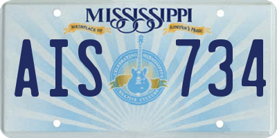 MS license plate AIS734