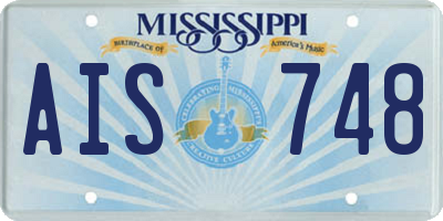 MS license plate AIS748