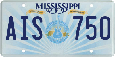 MS license plate AIS750