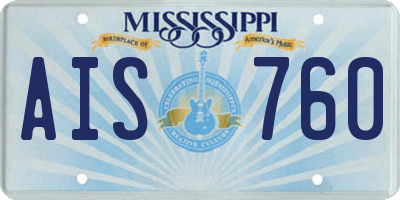 MS license plate AIS760
