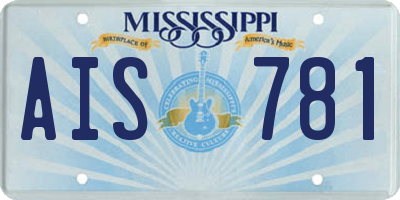 MS license plate AIS781