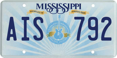 MS license plate AIS792