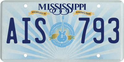 MS license plate AIS793