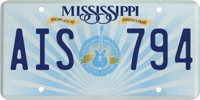 MS license plate AIS794