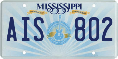 MS license plate AIS802