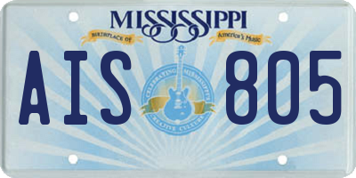 MS license plate AIS805