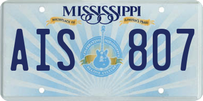 MS license plate AIS807