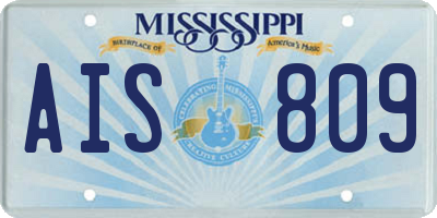 MS license plate AIS809