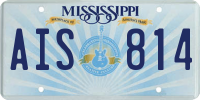 MS license plate AIS814