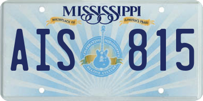 MS license plate AIS815