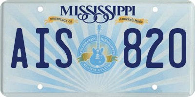 MS license plate AIS820