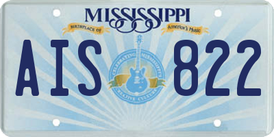 MS license plate AIS822