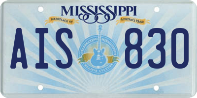 MS license plate AIS830