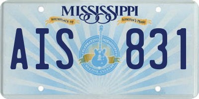 MS license plate AIS831