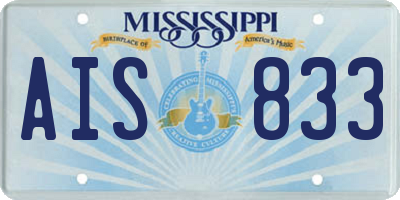 MS license plate AIS833