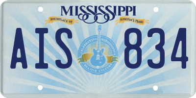 MS license plate AIS834