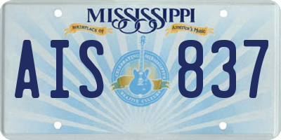 MS license plate AIS837