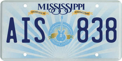 MS license plate AIS838