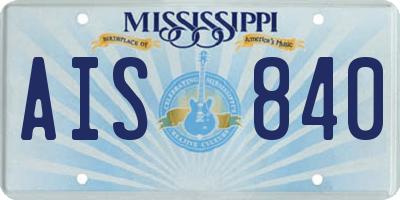 MS license plate AIS840