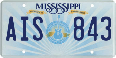 MS license plate AIS843
