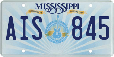 MS license plate AIS845