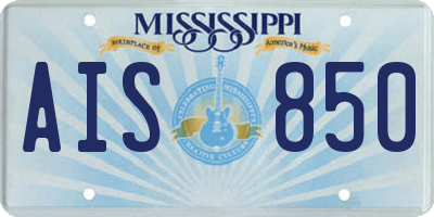 MS license plate AIS850