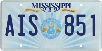 MS license plate AIS851