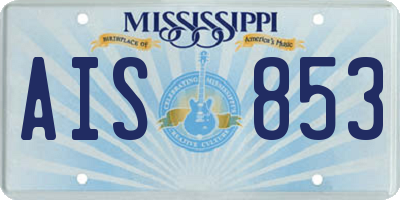 MS license plate AIS853