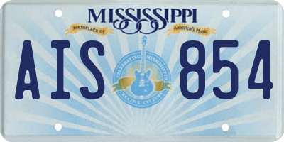 MS license plate AIS854