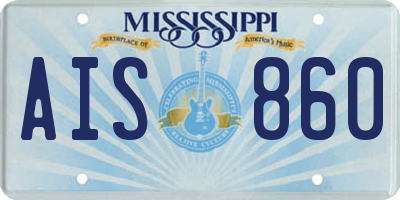 MS license plate AIS860