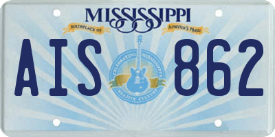 MS license plate AIS862