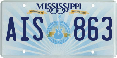 MS license plate AIS863
