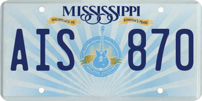 MS license plate AIS870