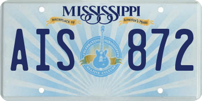 MS license plate AIS872