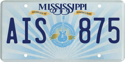MS license plate AIS875