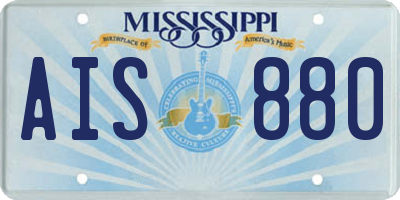 MS license plate AIS880