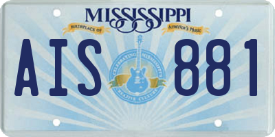 MS license plate AIS881