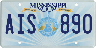 MS license plate AIS890