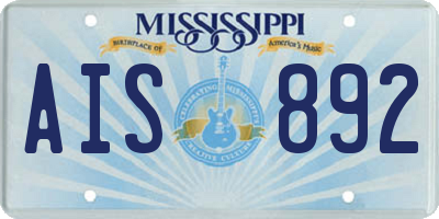 MS license plate AIS892