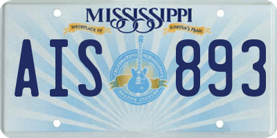 MS license plate AIS893