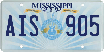MS license plate AIS905