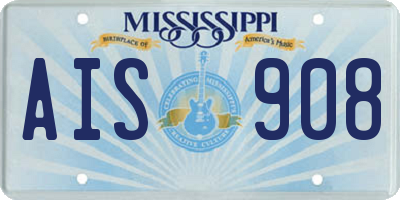 MS license plate AIS908