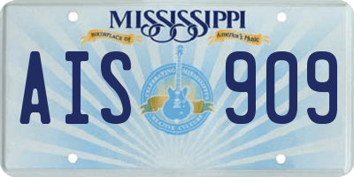 MS license plate AIS909