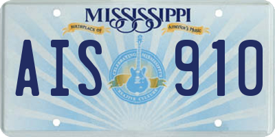 MS license plate AIS910