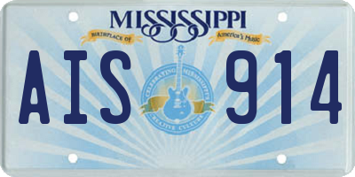 MS license plate AIS914