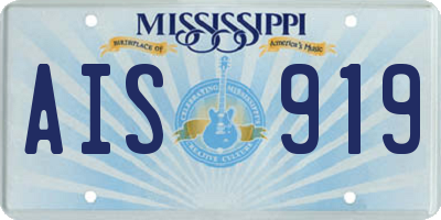 MS license plate AIS919