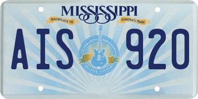 MS license plate AIS920