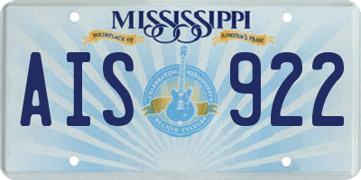 MS license plate AIS922